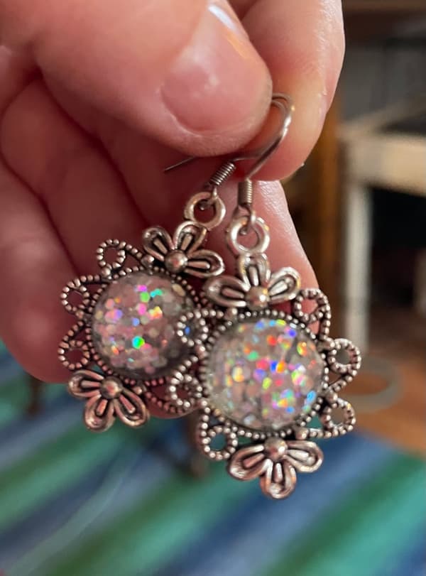 Earrings/Korvakorut - Glitter - Druzy - White - Vintage