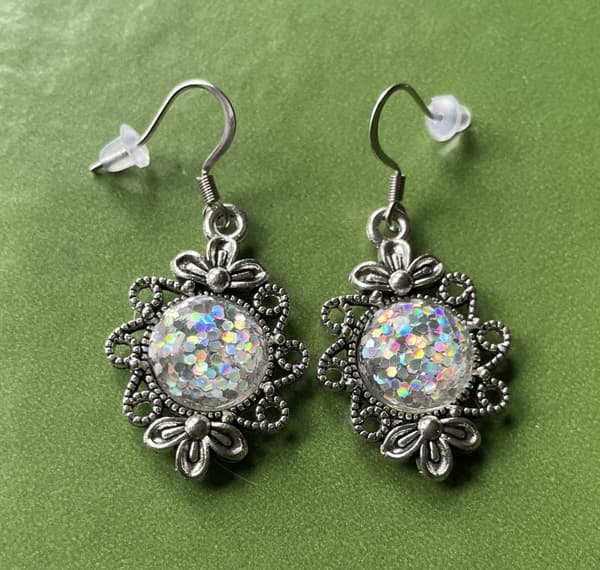 Earrings/Korvakorut - Glitter - Druzy - White - Vintage