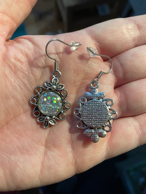 Earrings/Korvakorut - Glitter - Druzy - White - Vintage
