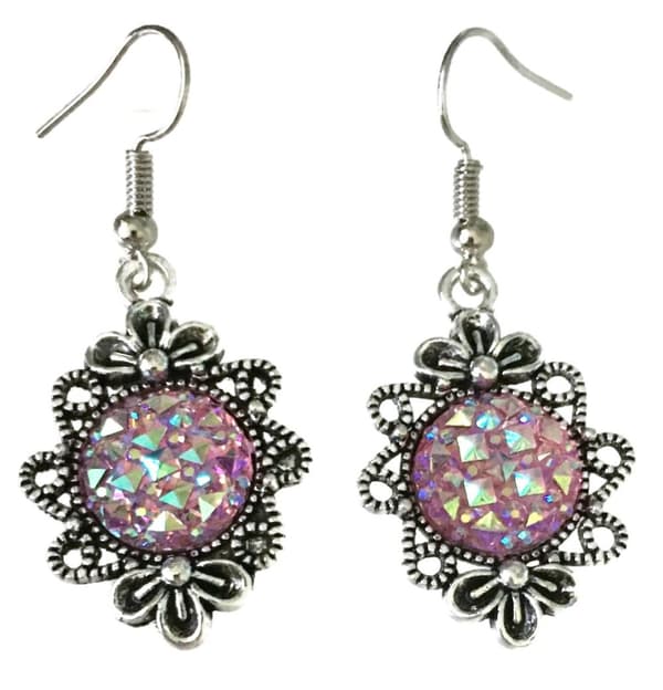 Earrings/Korvakorut - Glitter - Druzy - White - Vintage
