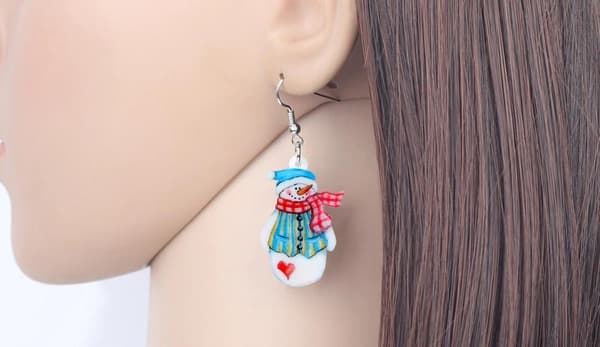 Earrings - Snowman - Acrylic