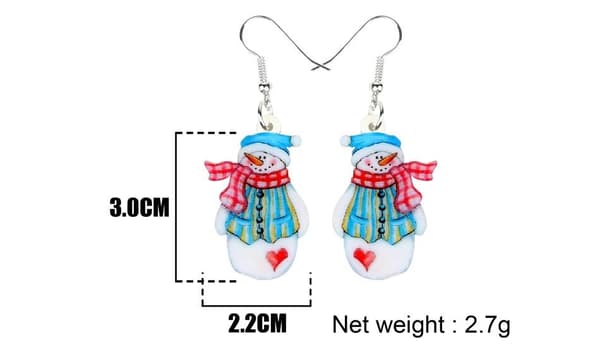 Earrings - Snowman - Acrylic