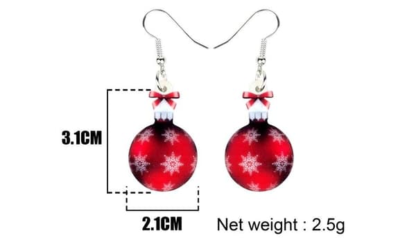 Örhängen Julgranskula Platta Jul Christmas Snowflake Snöflinga