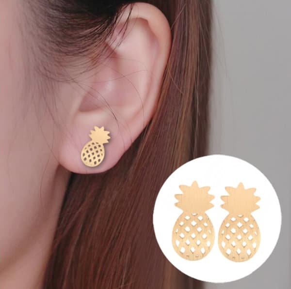 Pineapple Øreringe sølvfarvet