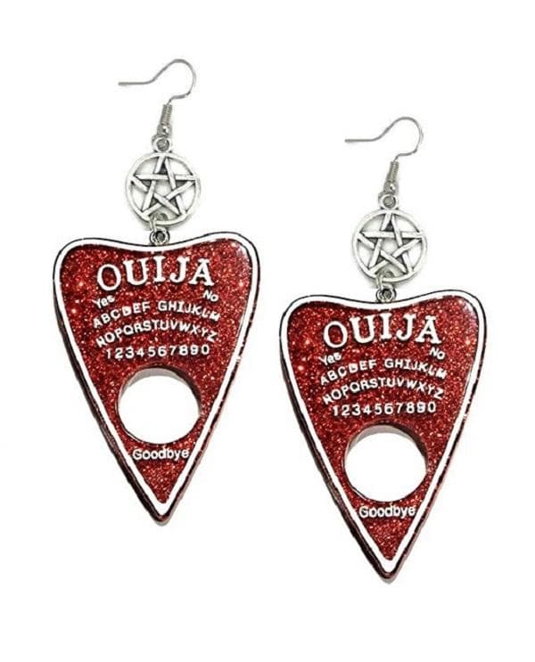 Earrings - Ouija - Pentagram - Acrylic - Red
