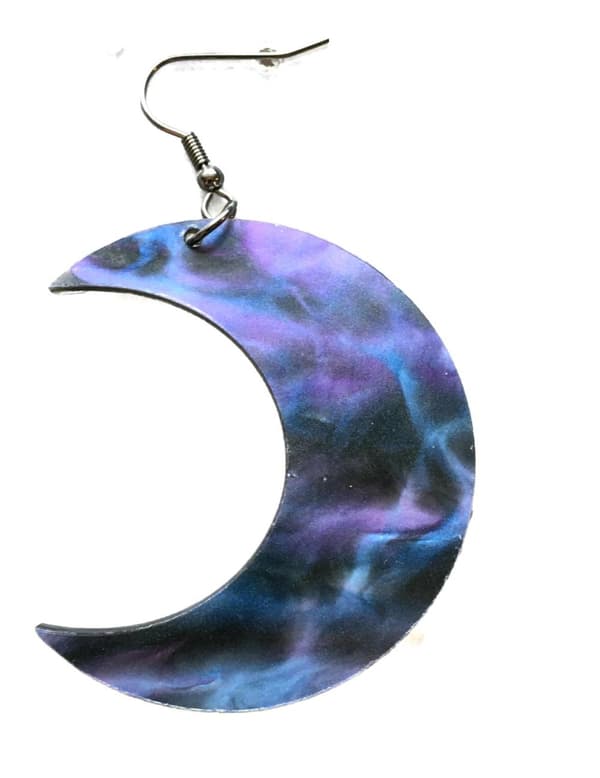 Earrings - Crescent Moon - Galaxy - Oversize - Acrylic