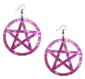 Pikkukuva 1 / 2: Earrings - Pentagram - Acrylic - Purple/Marble - Oversize