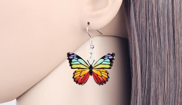 Örhängen Fjäril Regnbågsfärger Butterfly Oversize Rainbow