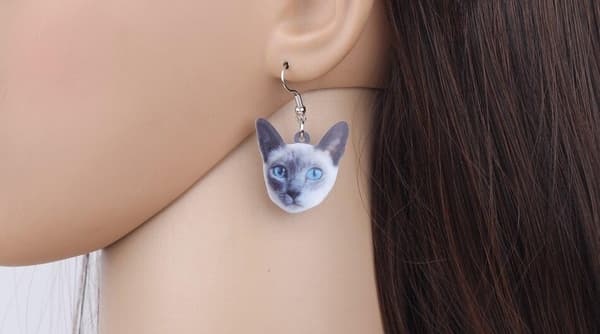 Earrings - Cat - Siamese - Acrylic