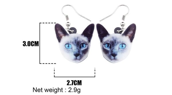 Earrings - Cat - Siamese - Acrylic