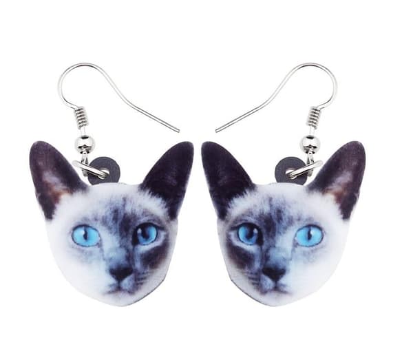 Earrings - Cat - Siamese - Acrylic