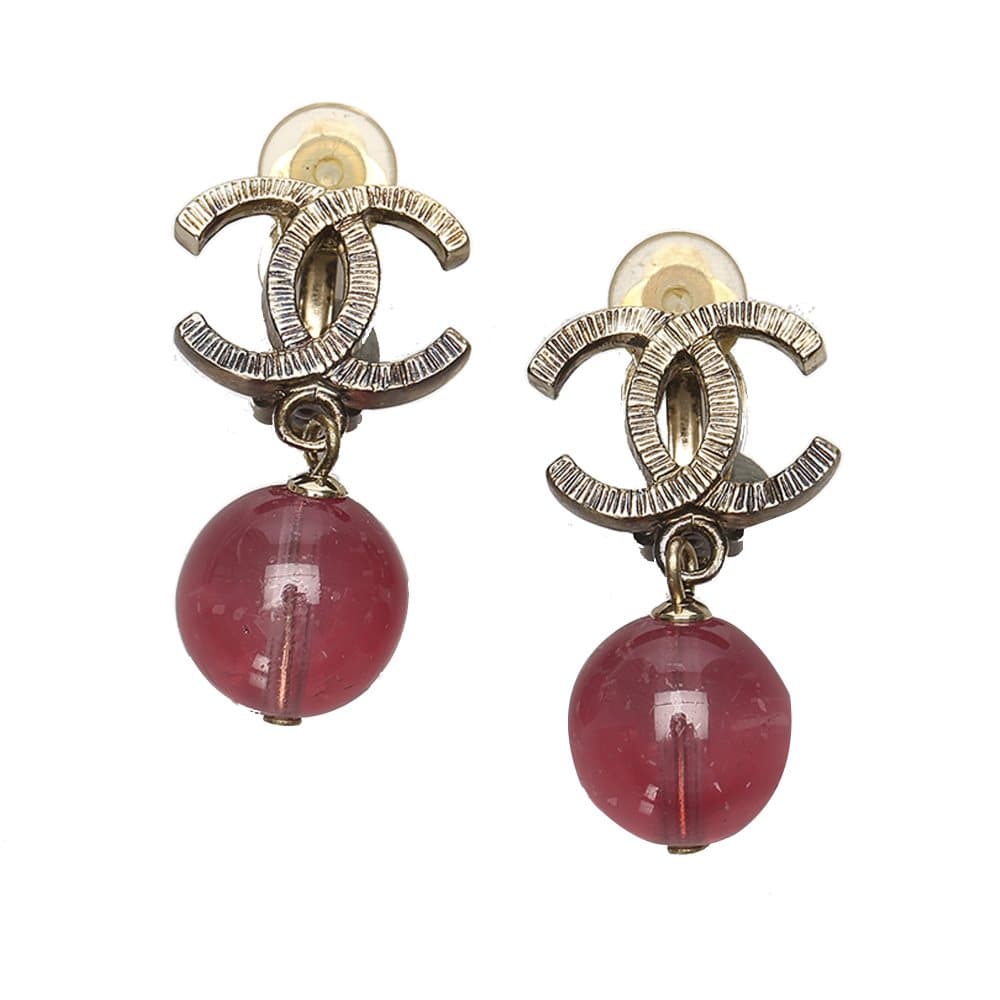 Chanel CC Drop Earrings Gold