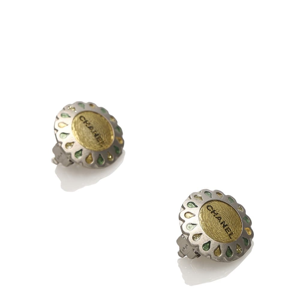 Chanel Logo Push Back Earrings Gold