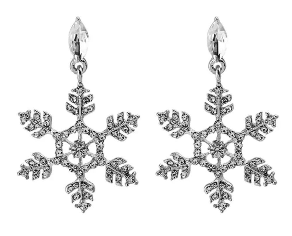 Silver Örhängen till Jul - Snöflinga med Rhinestones / Strass