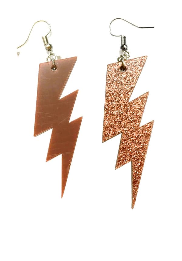 Earrings - Lightning - Brown/Rose - Acrylic - Oversize