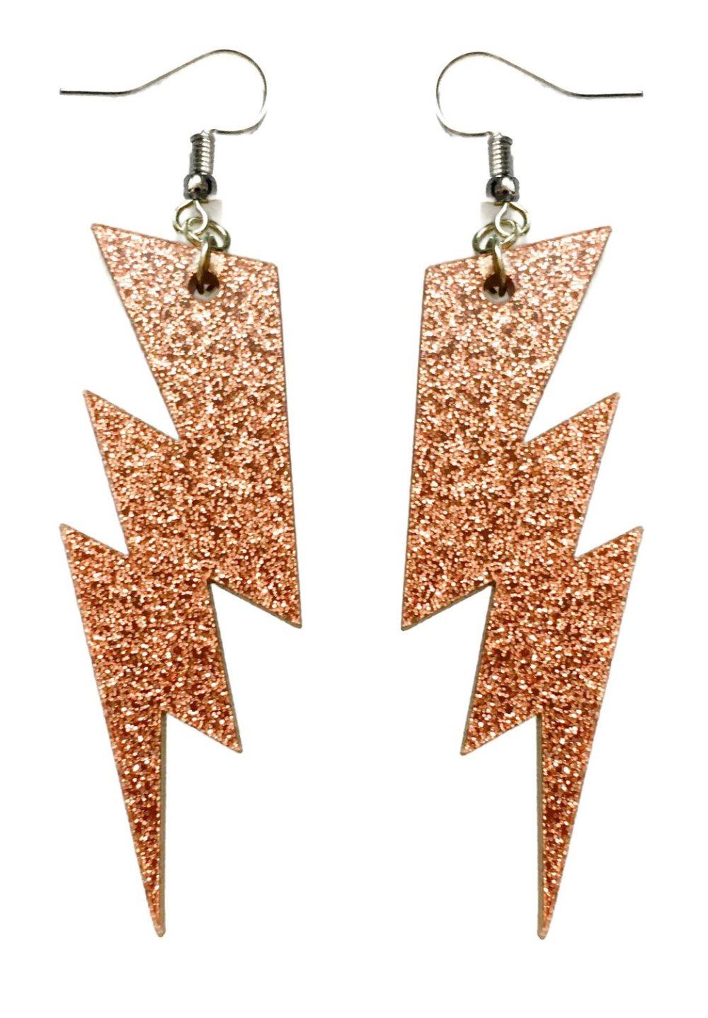 Örhängen Blixt Oversize Lightning Glitter Brun/Rose Flash