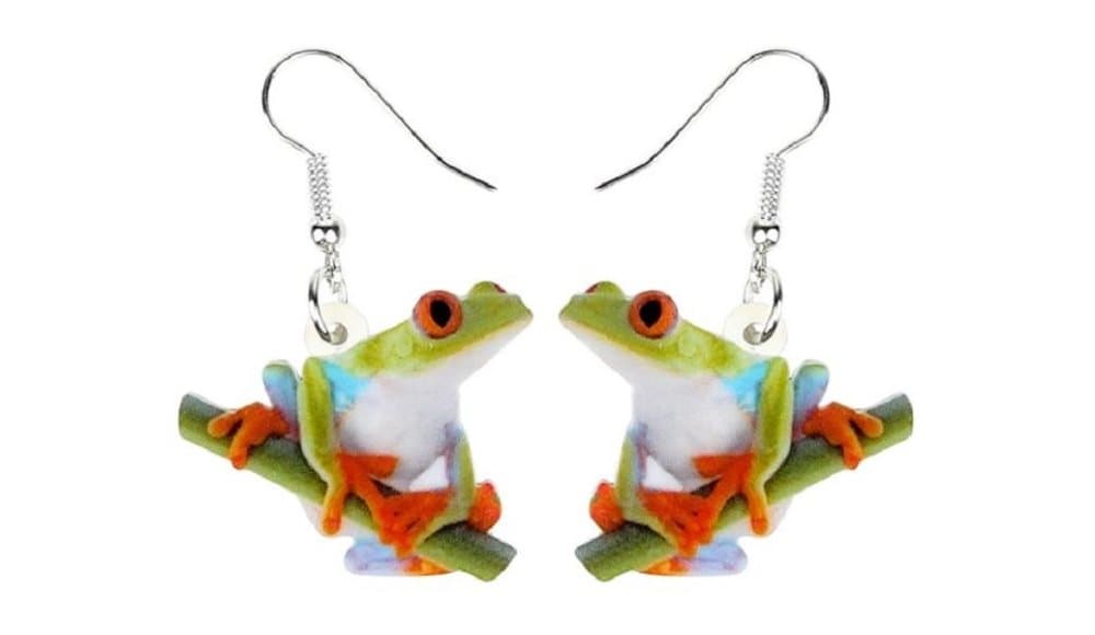 Örhängen Groda Frog Grön