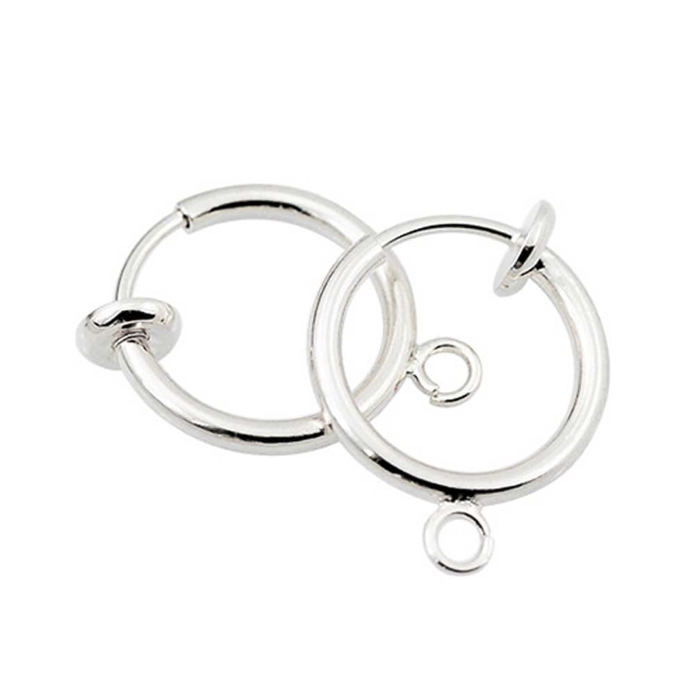2-pack Silver Clip-on Örhänge Fake Piercing för Valfritt Hänge