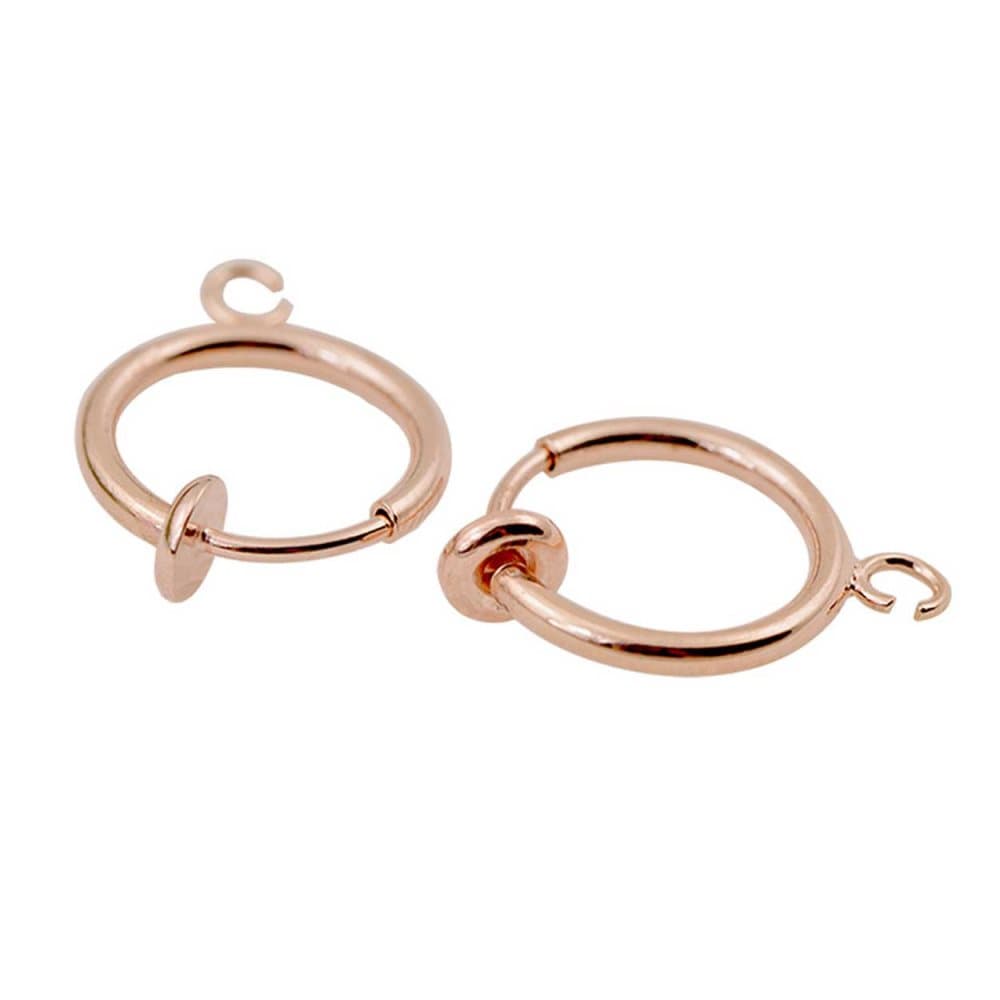 2-pack Roséguld Clip-on Örhänge Fake Piercing för Valfritt Hänge