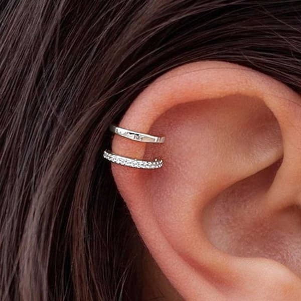 Falske helix piercing ører ørepynt mansjett uten hull sølv