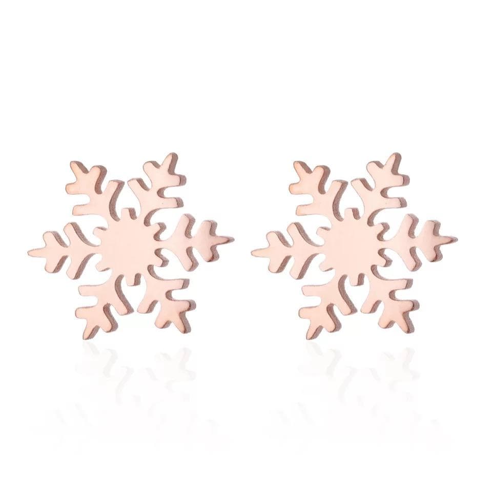 Rosé Guld Örhängen till Jul / Christmas - Snöflinga