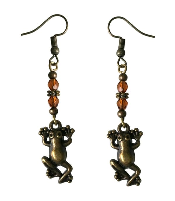 Earrings - Frig - Bead - Amber - Bronze