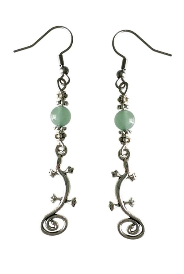 Earrings - Lizard - Aventurine