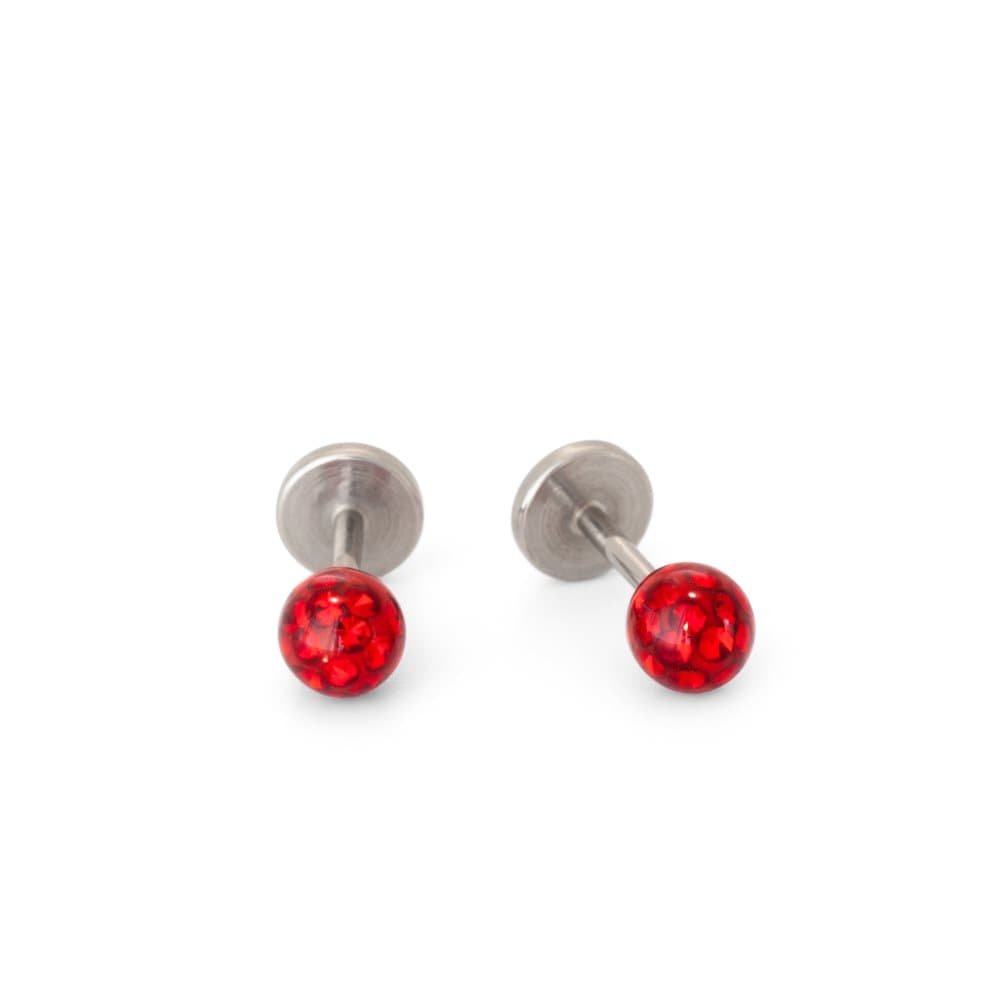 Örhängen med platt baksida, både allergivänliga och bekväma: SPARKLING ESMERALDA RUBY 4
