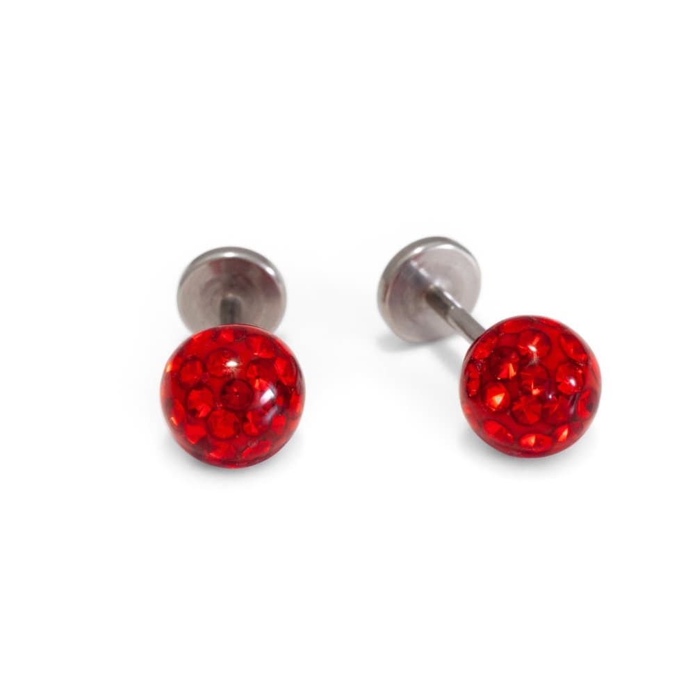 Örhängen med platt baksida, både allergivänliga och bekväma: SPARKLING ESMERALDA RUBY 6