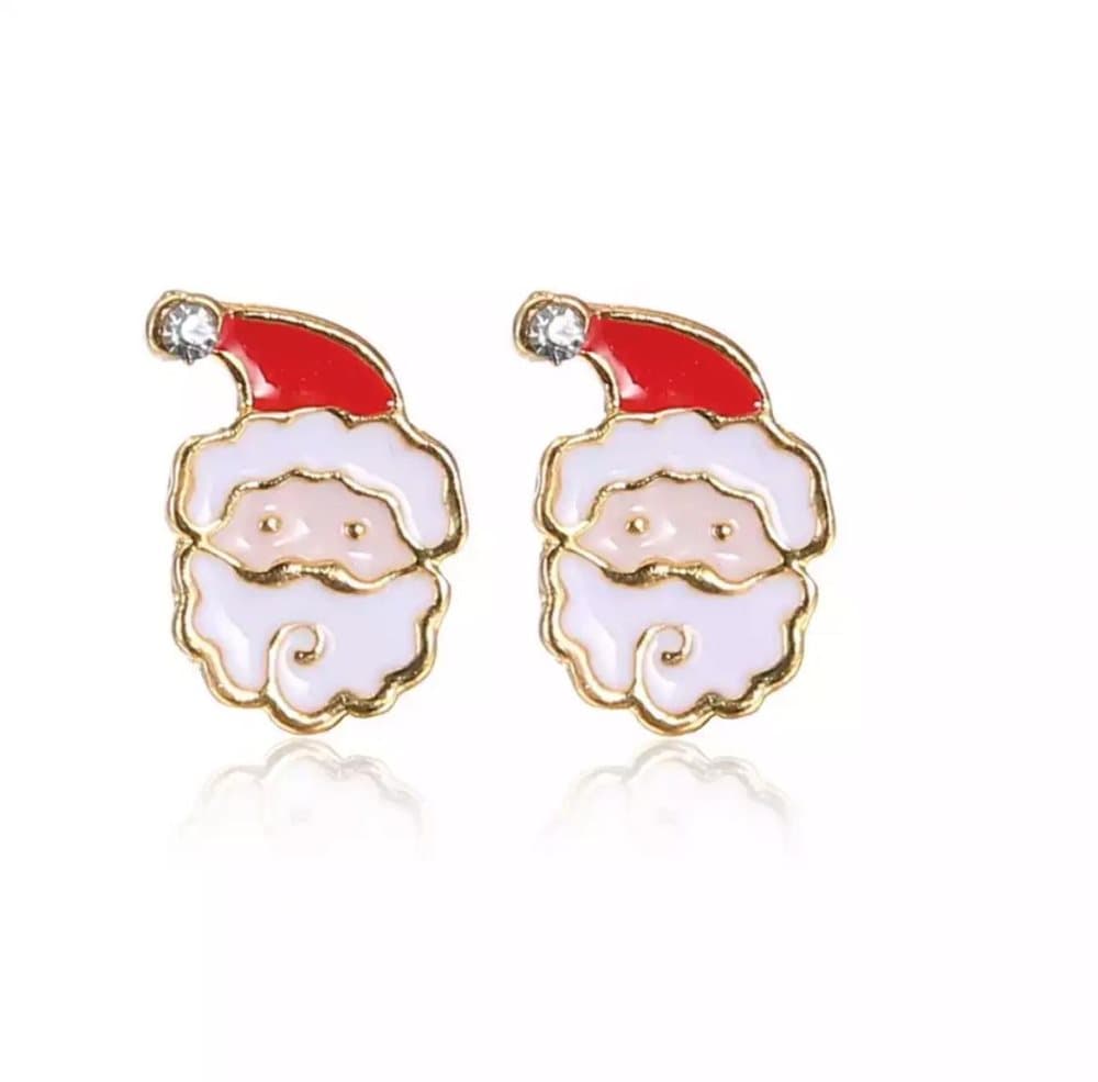 Guld Örhängen till Jul / Christmas - Tomte med Vit CZ Kristall