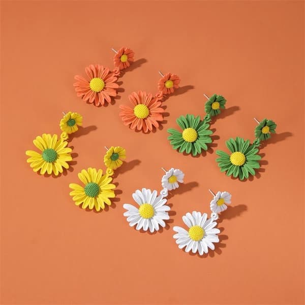 Sterling silver tusensköna örhängen solros blomma flera färger