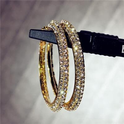Örhängen hoops med dubbla rader diamanter strass