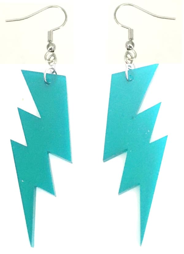 Earrings - Lightning - Petrol - Acrylic - Oversize