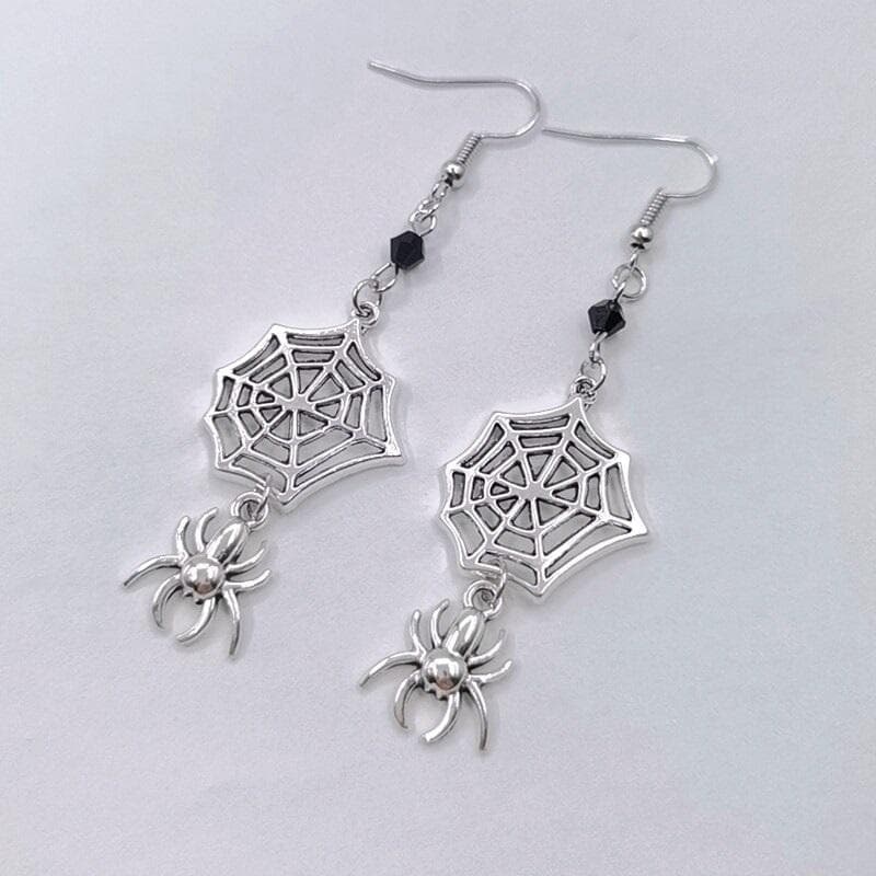 Örhängen Spindel Halloween Spider Web Spindelnät Svart Pärla