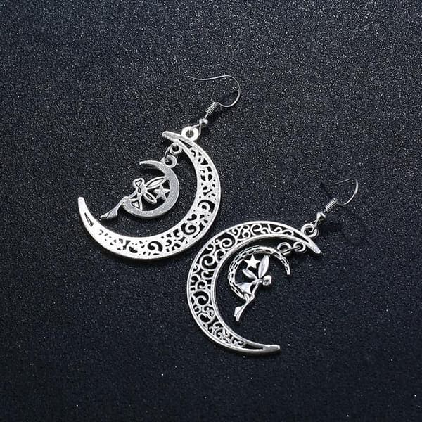 Örhängen Måne Älva Fairy Moon Crescent Moon Wicca Halvmåne