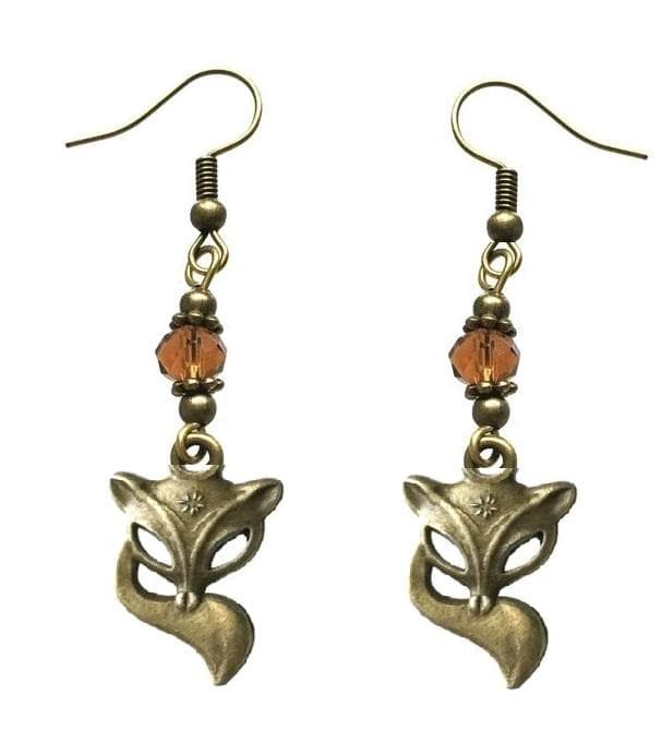 Örhängen Räv Brons Bärnstensfärg Fox Djur Animal