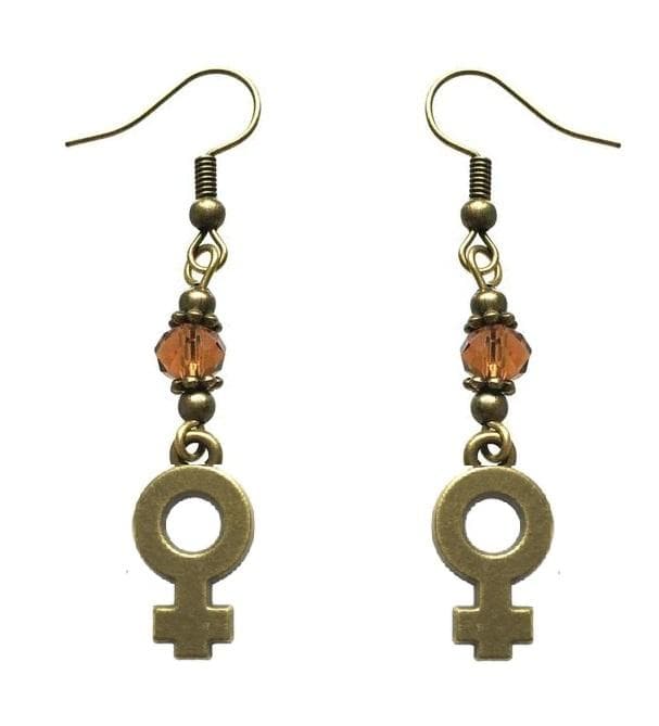 Örhängen Feminist Brons Bärnstensfärg Venus Symbol