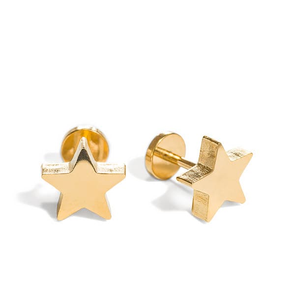 Örhängen med platt baksida, både allergivänliga och bekväma:: STARRY GOLD 8