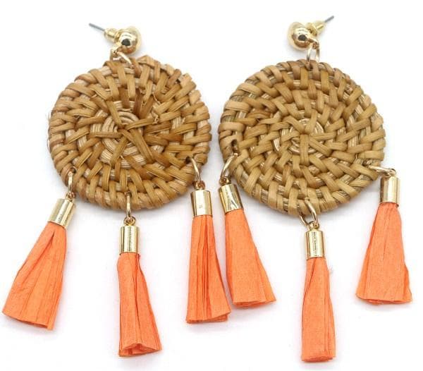 örhängen Rotting dam 8 x 4 cm halm brun/orange