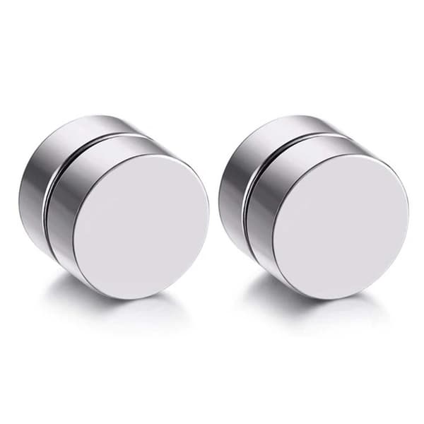 2-pack Silver Magnetisk Fake Piercing Öron Töjning Plug