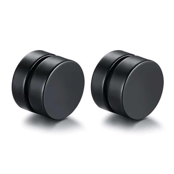 2-pack Svart Magnetisk Fake Piercing Öron Töjning Plug