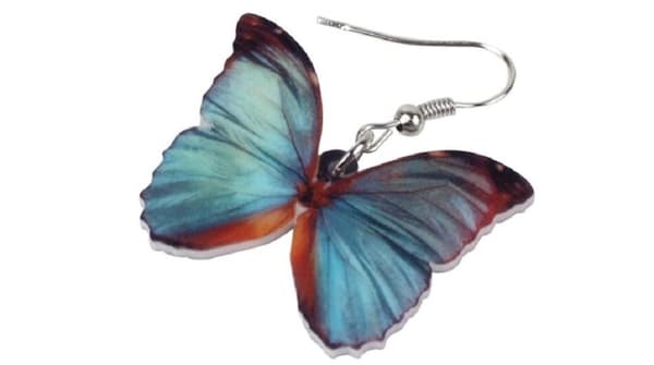 Örhängen Fjäril Blå/Brun Butterfly Oversize
