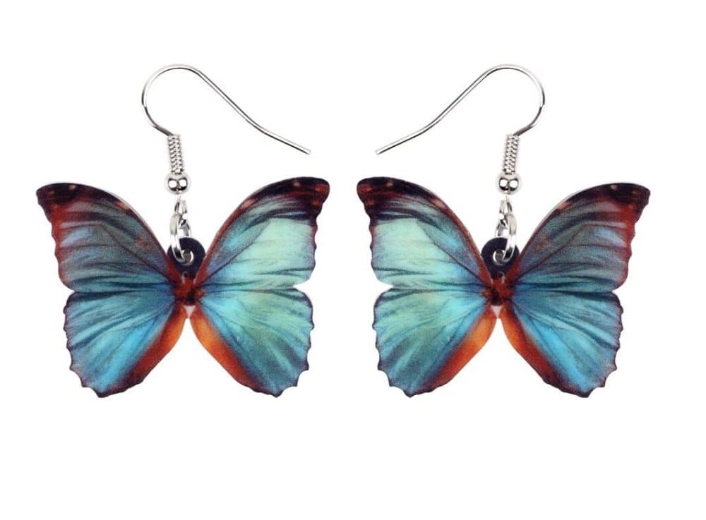 Örhängen Fjäril Blå/Brun Butterfly