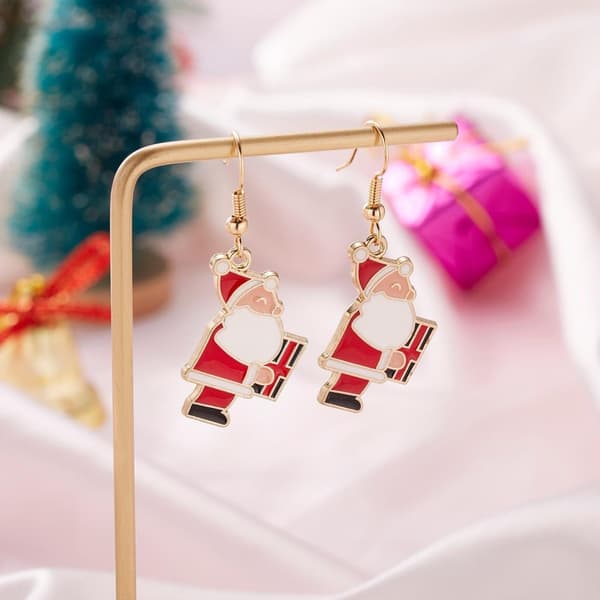 Stylish Santa earrings with gold-plated packages