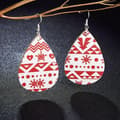 Miniatyrbilde 1 av 3: Drop-shaped festive earrings with Christmas motifs cute reindeer leather