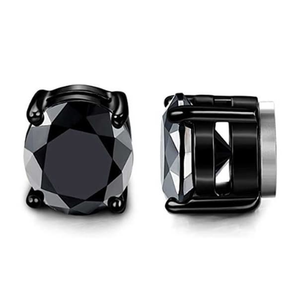 2-pack Magnetisk Piercing Fake Örhänge Kristall Svart