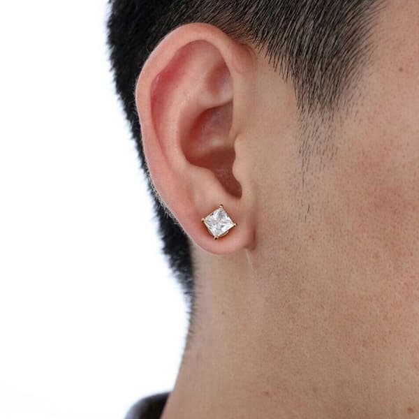 2-pack Magnetisk Piercing Fake Örhänge Fyrkantig Kristall Silver