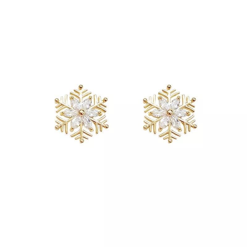 Guld Örhängen till Jul / Christmas - Snöflinga med Rhinestones