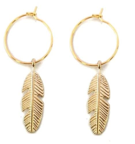 FEATHERS GOLD NEW! ÖRHÄNGE bara UNIKA Design HANDMADE LOVE