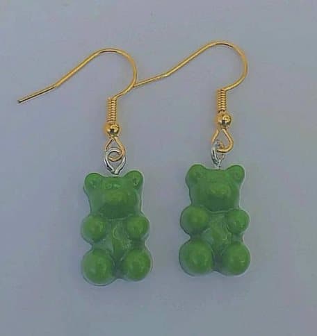 GREEN BEAR SILVER NEW! ÖRHÄNGE bara UNIKA Design HANDMADE LOVE